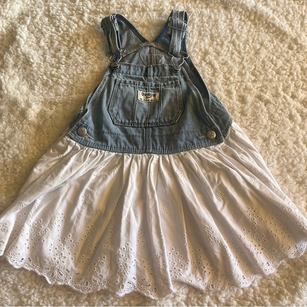 Denim and White Skirtall/ Overall Dress
